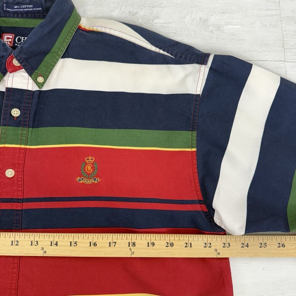 Vtg CHAPS Ralph Lauren‎ Shirt Mens L Striped Long Sleeve Button Down Western 90s - Picture 10 of 13